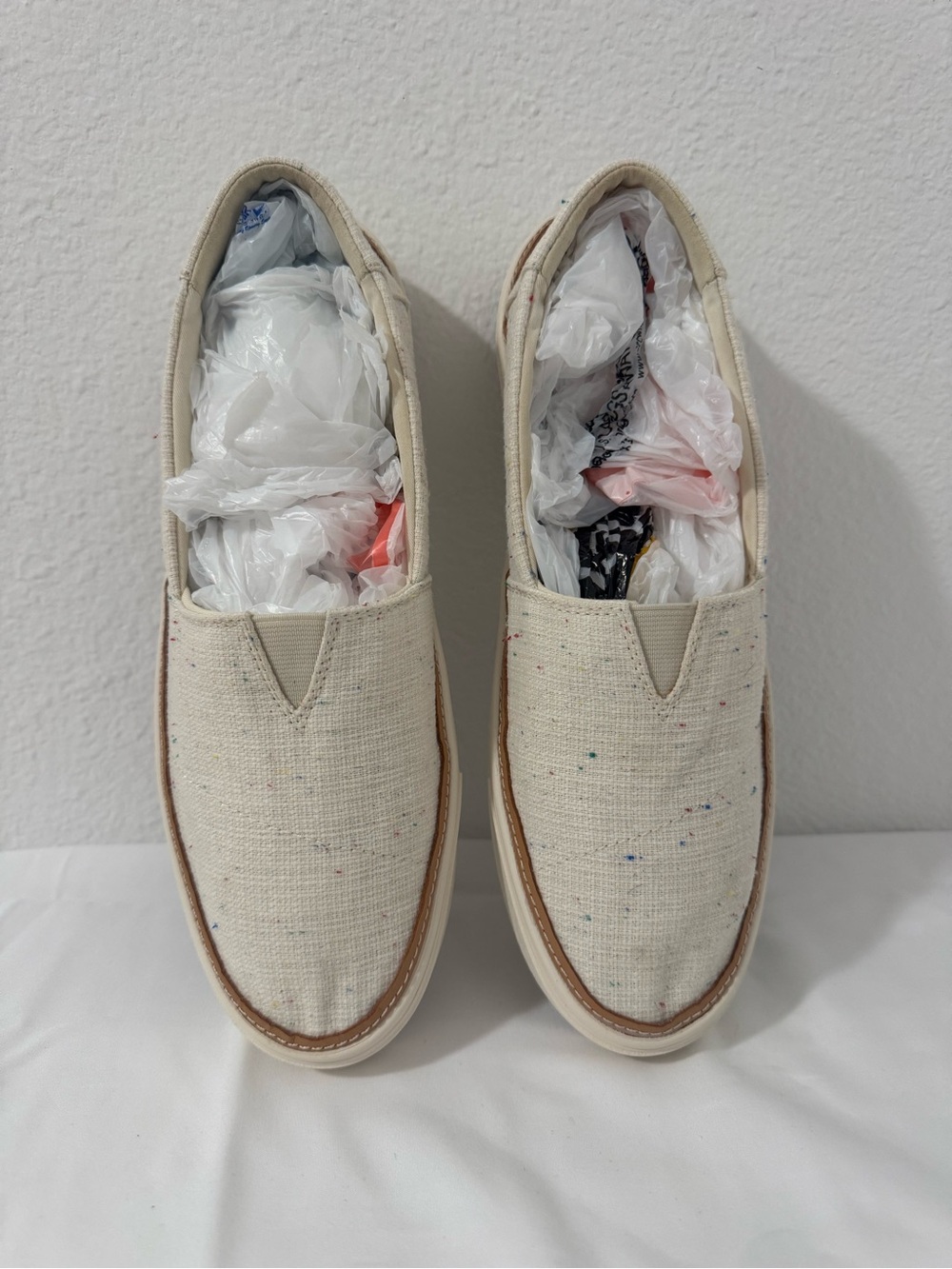 Toms Women's Speckled Natural Canvas Slip-Ons